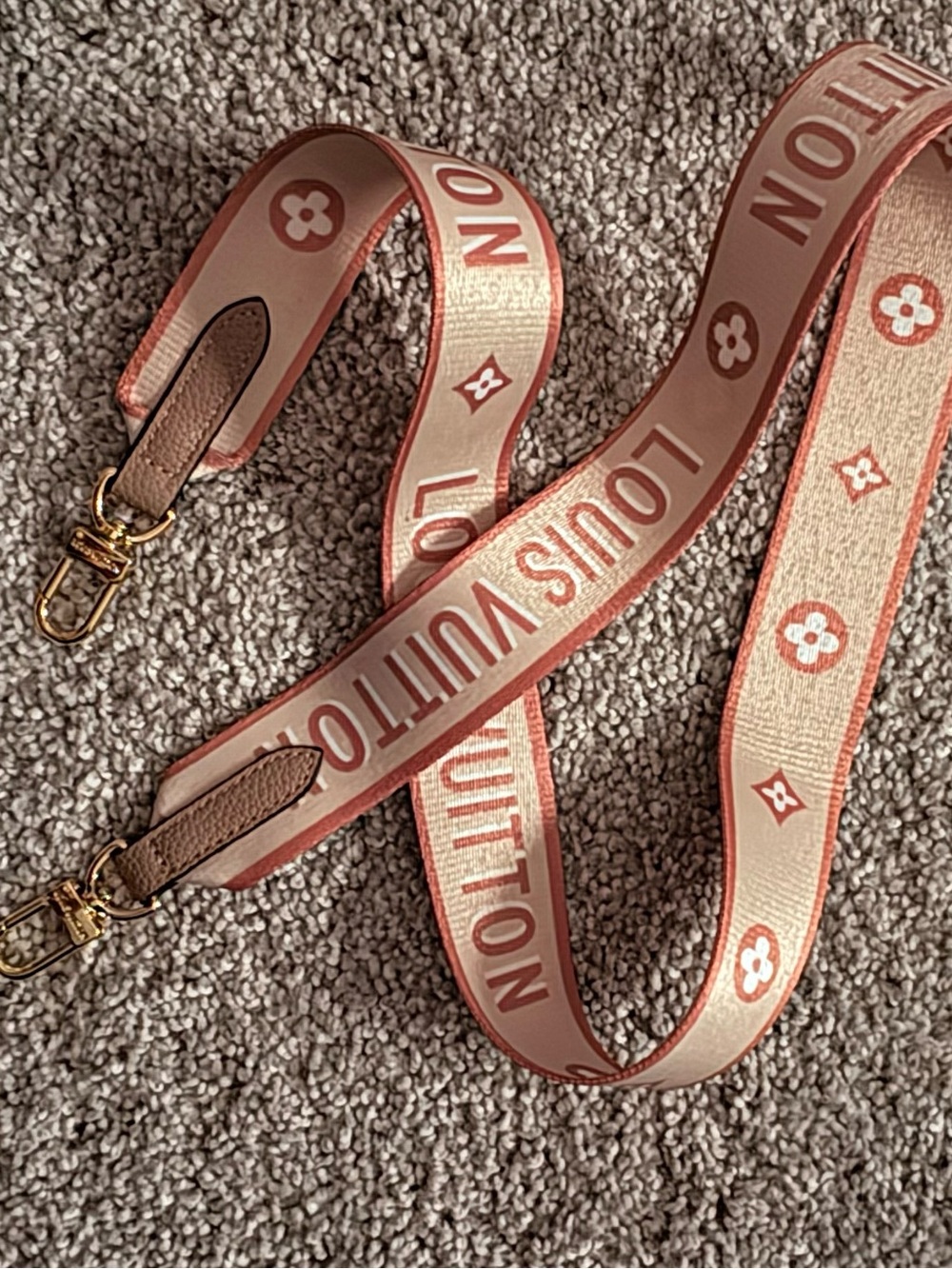 Louis Vuitton Pink and Cream Monogram Strap with Gold Hardware